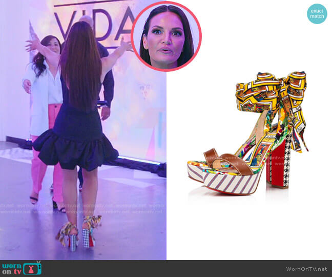Sandale Du Desert Alta Mixed-Print High-Heel Sandals by Christian Louboutin worn by Lisa Barlow  on The Real Housewives of Salt Lake City