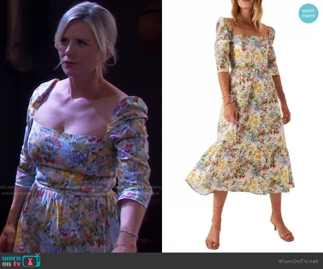 Cyprus Organic Cotton Blend Short Sleeve Dress by Reformation worn by Kayla Brady (Mary Beth Evans) on Days of our Lives