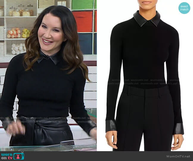 Dory Faux Leather Detail Sweater by Alice + Olivia worn by Clea Shearer on Today