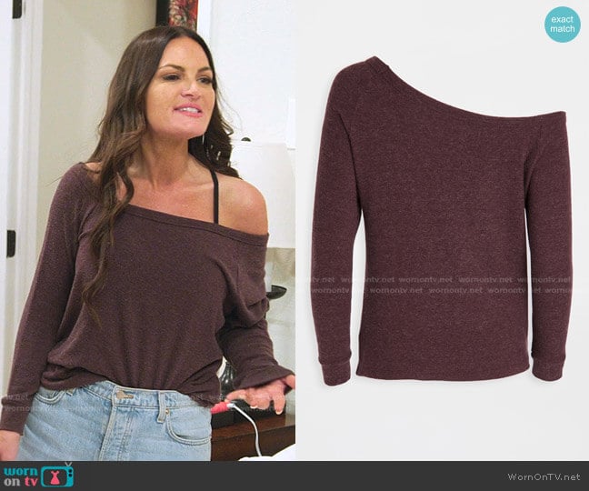 Off Shoulder Top by Enza Costa worn by Lisa Barlow on The Real Housewives of Salt Lake City