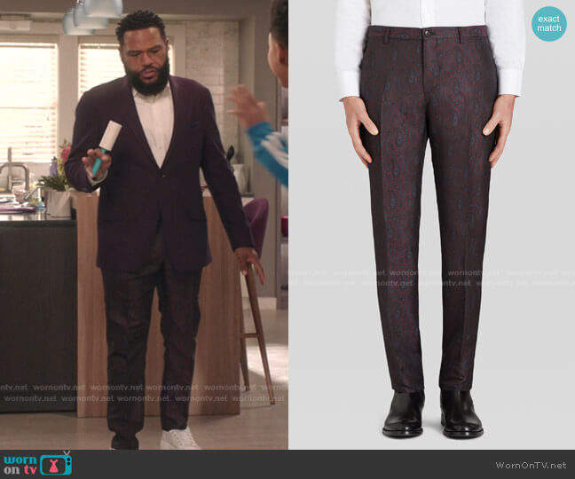 Tailored Jacquard Trousers With Paisley Pattern In Burgundy by Etro worn by Andre Johnson (Anthony Anderson) on Blackish