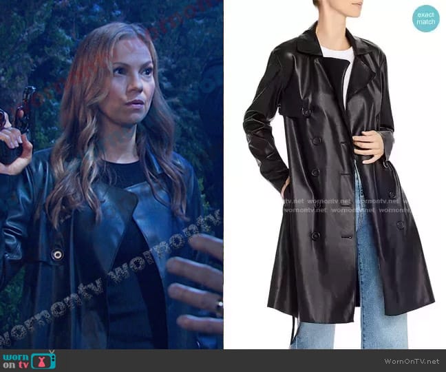 Faux Leather Trench Coat by Blank NYC worn by Ava Vitali (Tamara Braun ) on Days of our Lives