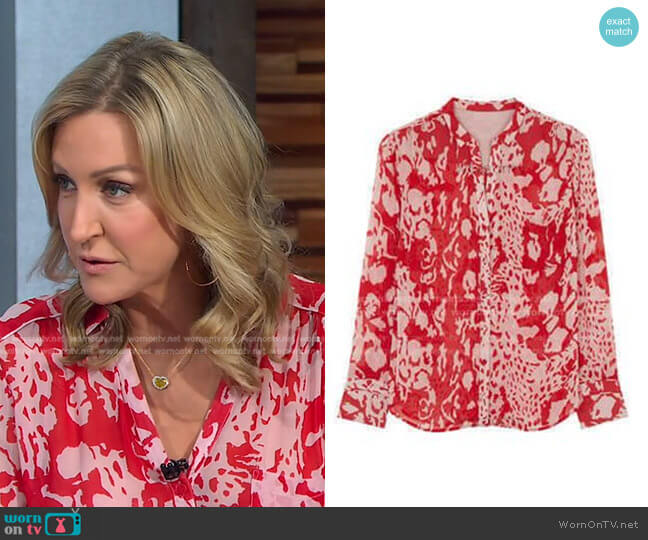 Floral Print Blouse by Ba&Sh worn by Lara Spencer on Good Morning America