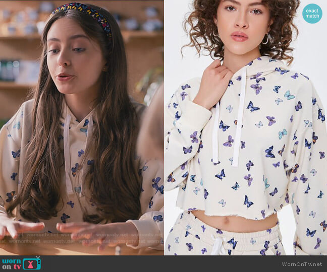 Butterfly Print Hoodie by Forever 21 worn by Simone Lockhart on Sweet Magnolias