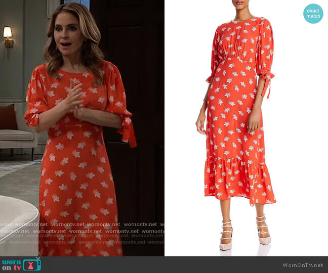 Fleurette Crepe Tie Sleeves Midi Dress by Ghost London worn by Olivia Falconeri (Lisa Lo Cicero) on General Hospital