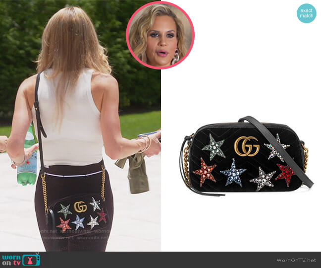 GG Marmont Crystal-Star Velvet Camera Bag by Gucci worn by Jackie Goldschneider on The Real Housewives of New Jersey