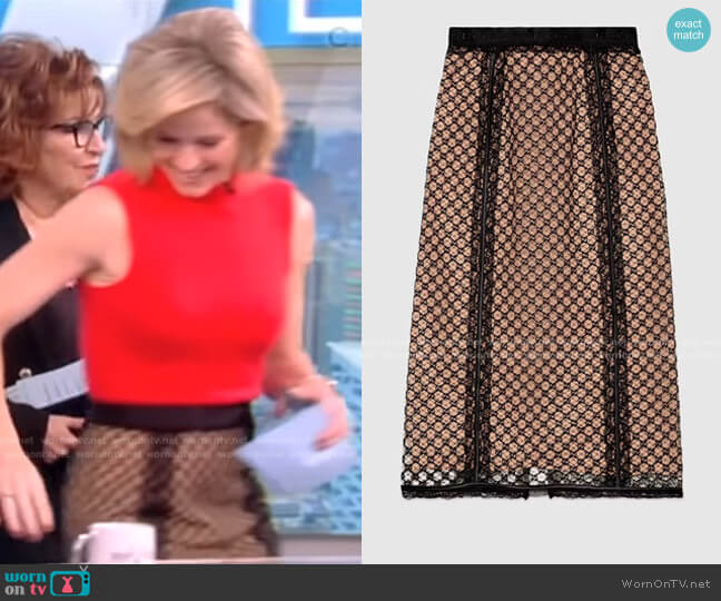 GG Net Skirt with Lace Trims in black by Gucci worn by Sara Haines on The View