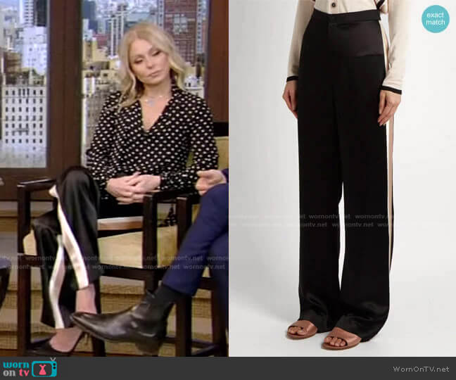 High-Waisted Satin Trousers by Lanvin worn by Kelly Ripa on Live with Kelly and Mark