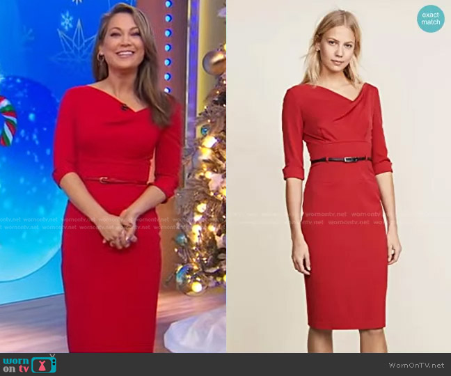 3/4 Sleeve Jackie O Dress by Black Halo worn by Ginger Zee on Good Morning America