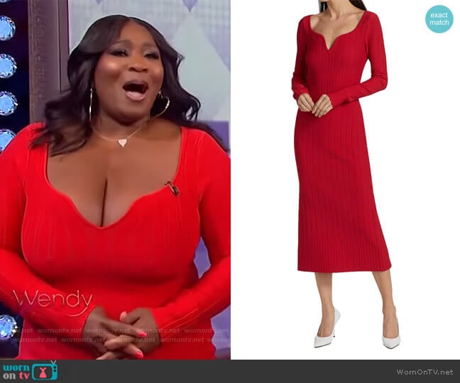 Sweetheart-Neck Pointelle Rib-Knit Midi Dress by Jason Wu worn by Bevy Smith on The Wendy Williams Show