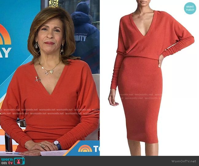 Jenna Ruched Sleeve Knit Bodycon Dress by Reiss worn by Hoda Kotb on Today