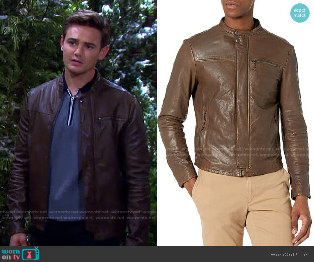 Hector Leather Racer Jacket by John Varvatos worn by Johnny DiMera (Carson Boatman) on Days of our Lives