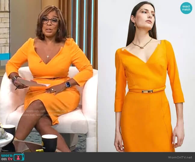 Karen Millen Forever Bar Belt Dress worn by Gayle King on CBS Mornings