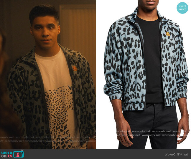 Leopard Jacquard Track Jacket by Kenzo worn by Vivek Shah (Jordan Buhat) on Grown-ish