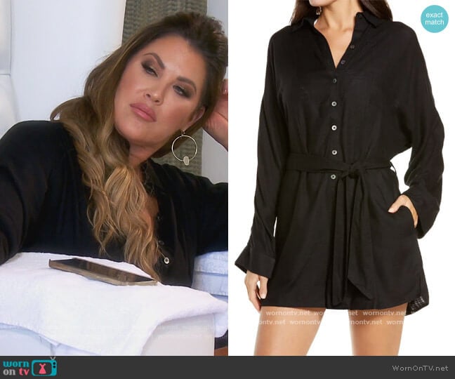 Coronado Long Sleeve Cover-Up Romper by L*Space worn by Emily Simpson on The Real Housewives of Orange County