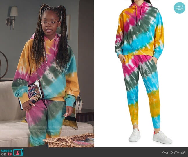 Tie-Dye Drop Strawberry Fields Hoodie and Sweatpant by La Detresse worn by Diane Johnson (Marsai Martin) on Black-ish