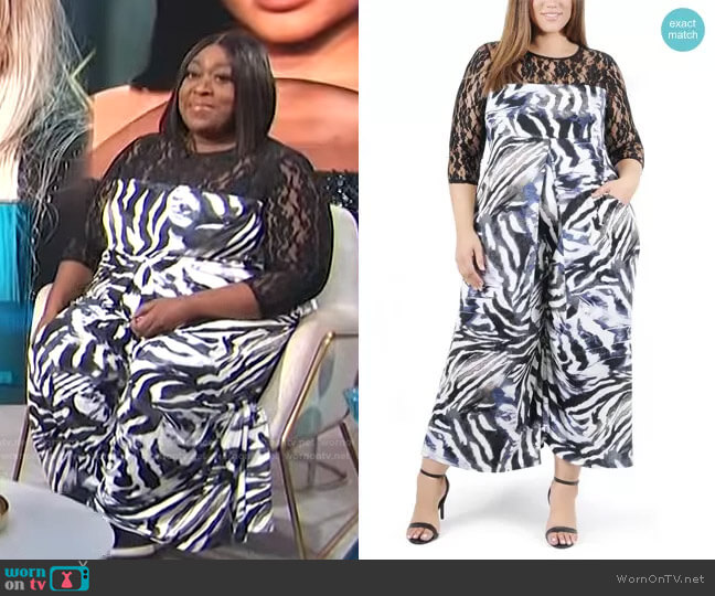 Lana Animal Print Lace Jumpsuit by Coldesina worn by Loni Love  on E! News