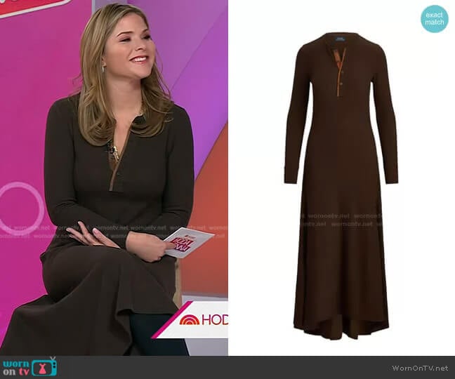 Long Sleeve Henley Dress by Ralph Lauren worn by Jenna Bush Hager on Today