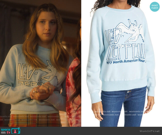 Led Zeppelin 1977 Crewneck Sweatshirt by Madeworn worn by Nomi Segal (Emily Arlook) on Grown-ish