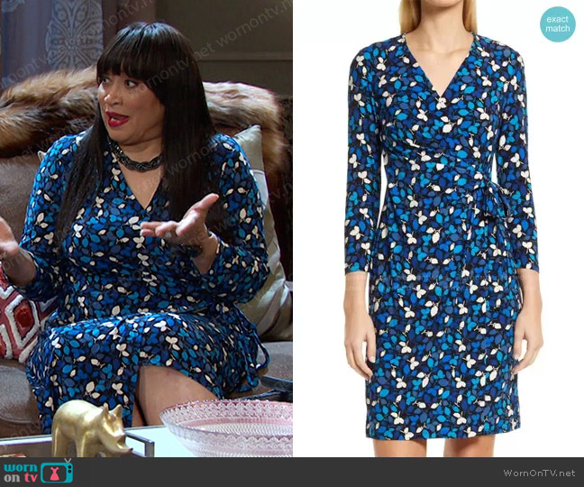 Mayfair Knit Wrap Dress by Anne Klein worn by Paulina Price (Jackée Harry) on Days of our Lives