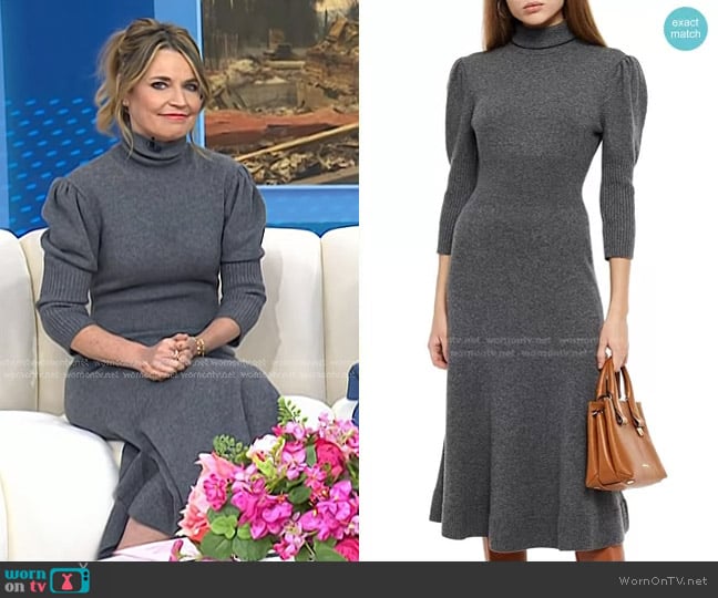 Mélange Cashmere-Blend Turtleneck Midi Dress by Michael Kors worn by Savannah Guthrie on Today