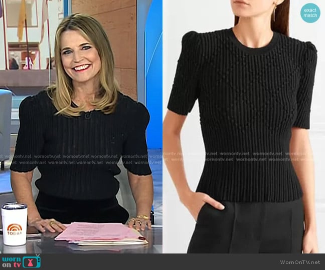 Metallic Ribbed Sweater by Bottega Veneta worn by Savannah Guthrie on Today