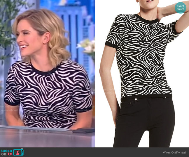 Zebra Print Sweater by Michael Kors Collection worn by Sara Haines on The View