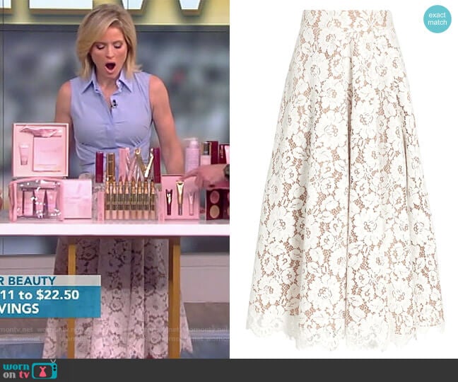 Eyelash Lace Circle Skirt by Michael Kors worn by Sara Haines on The View