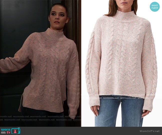 Turtleneck Cable-Knit Sweater by Michael Stars worn by Esme (Avery Kristen Pohl) on General Hospital