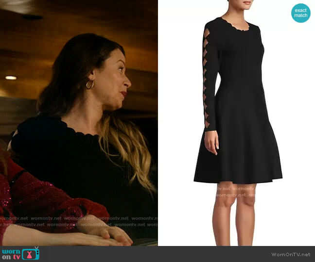 Milly Scallop Knit Fit-&-Flare Dress worn by Rachel Williams (Katie Lowes) on Inventing Anna