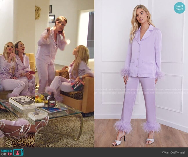 Wornontv Alexia Julia Nicole And Lisas Lilac Feather Trim Pajamas 