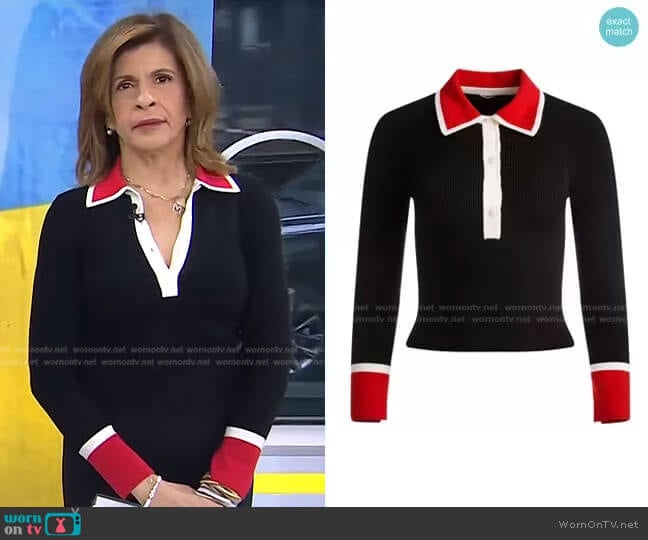 Pia Ribbed Long Sleeve Polo by Alice + Olivia worn by Hoda Kotb on Today