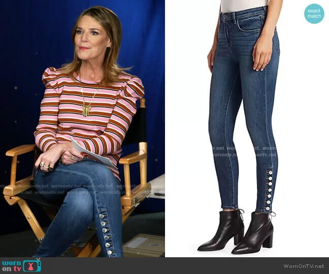 Piper High-Rise Button-Hem Skinny Jeans by L'Agence worn by Savannah Guthrie on Today