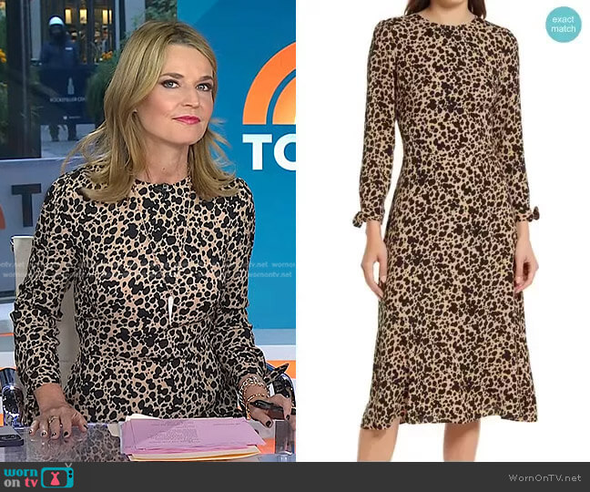 Port Print Long Sleeve Midi Dress by Reformation worn by Savannah Guthrie on Today
