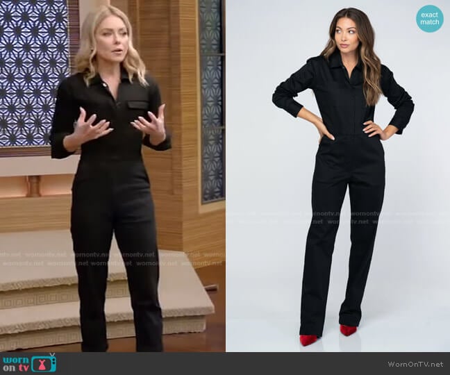 Bigwig Jumpsuit in Black by Rivet Utility worn by Kelly Ripa on Live with Kelly and Mark