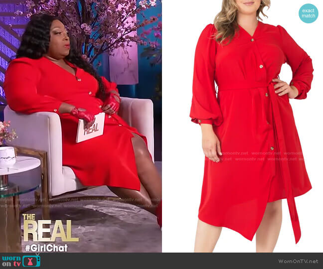 Asymmetrical Long Sleeve Shirtdress by Standards & Practices worn by Loni Love on The Real