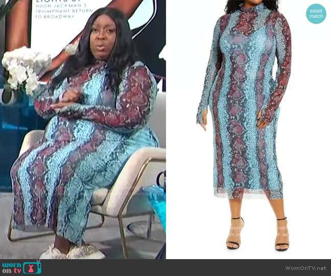 Shailene Long Sleeve Mesh Midi Dress by AFRM worn by Loni Love on E! News