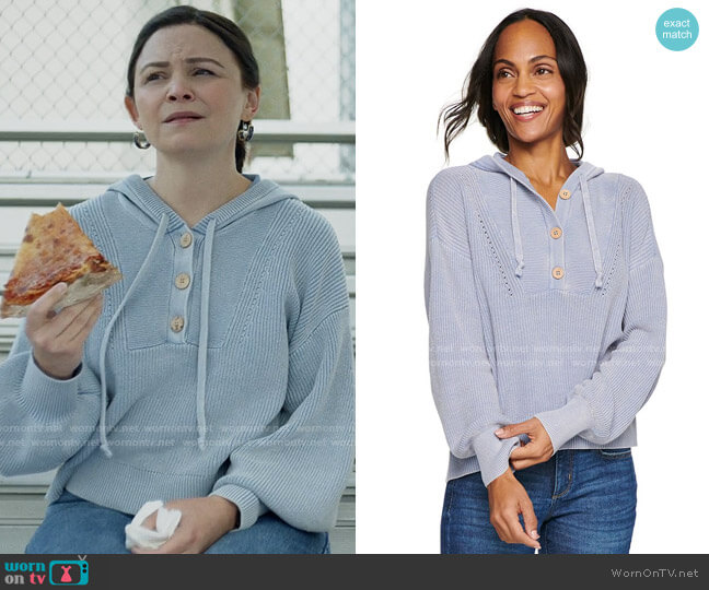 Sonoma Goods For Life® Button Up Hooded Sweater worn by Jodie (Ginnifer Goodwin) on Pivoting
