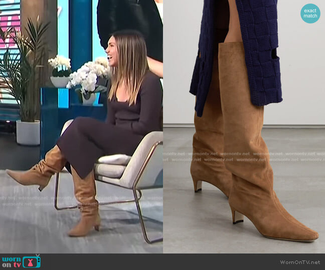 Wally Suede Knee Boots by Staud worn by Tinx on E! News Daily Pop