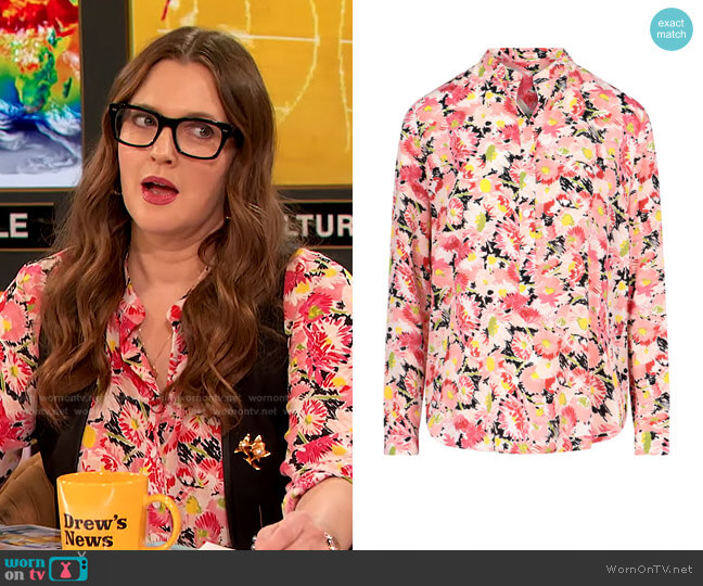 Eva Floral Print Shirt by Stella McCartney worn by Drew Barrymore on The Drew Barrymore Show