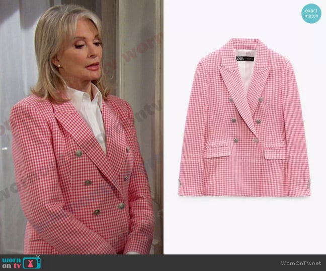 Tailored Houndstooth Blazer by Zara worn by Marlena Evans (Deidre Hall) on Days of our Lives