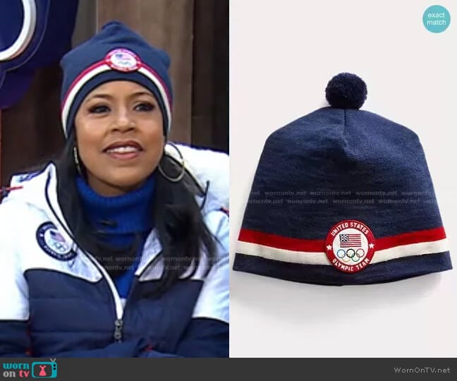 Team USA Closing Ceremony Beanie by Ralph Lauren worn by Sheinelle Jones on Today