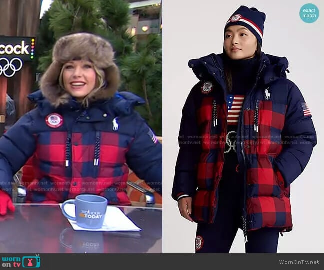 Team USA Closing Ceremony Down Jacket by Ralph Lauren worn by Dylan Dreyer on Today