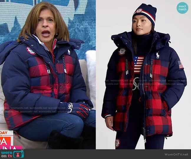 Team USA Closing Ceremony Down Jacket by Ralph Lauren worn by Hoda Kotb on Today