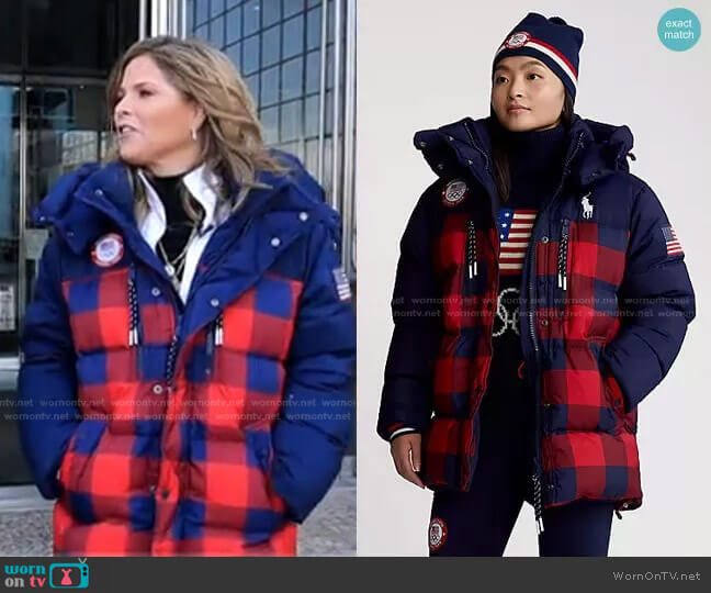 WornOnTV: Jenna’s navy and red check puffer jacket on Today | Jenna ...