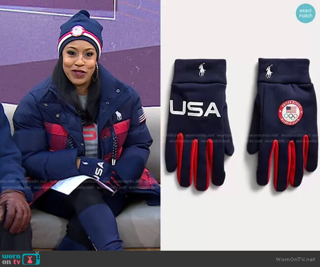 Team USA Closing Ceremony Gloves by Ralph Lauren worn by Sheinelle Jones on Today