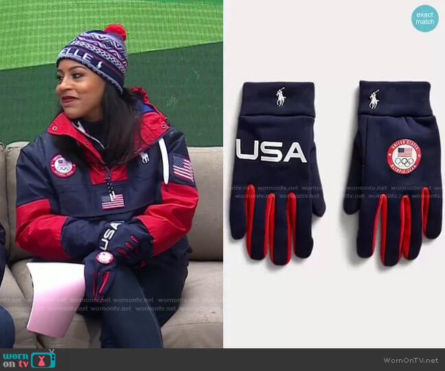 Team USA Closing Ceremony Gloves by Polo Ralph Lauren worn by Sheinelle Jones  on Today