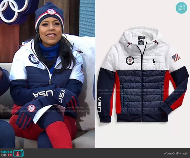 Team USA Hybrid Jacket by Polo Ralph Lauren worn by Sheinelle Jones on Today