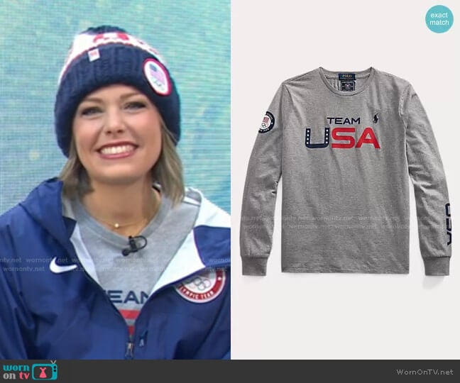 Team USA Jersey Graphic Tee by Ralph Lauren worn by Dylan Dreyer on Today