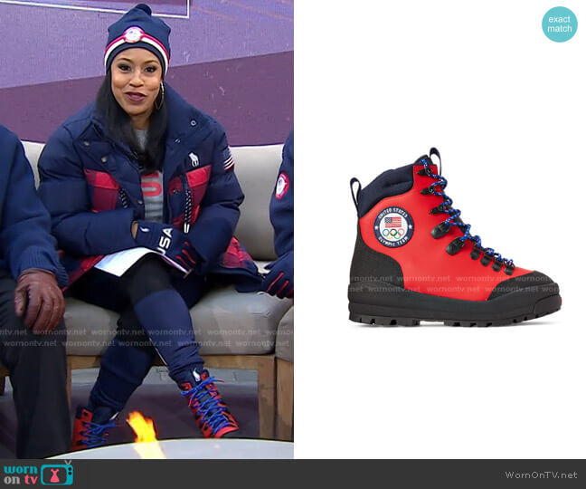 Team USA Opening Ceremony Boots by Ralph Lauren worn by Sheinelle Jones on Today